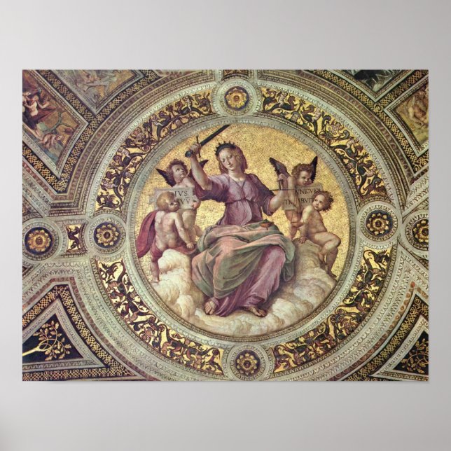 Pôster Raffaello Sanzio da Urbino - Justitia Tondo (Frente)