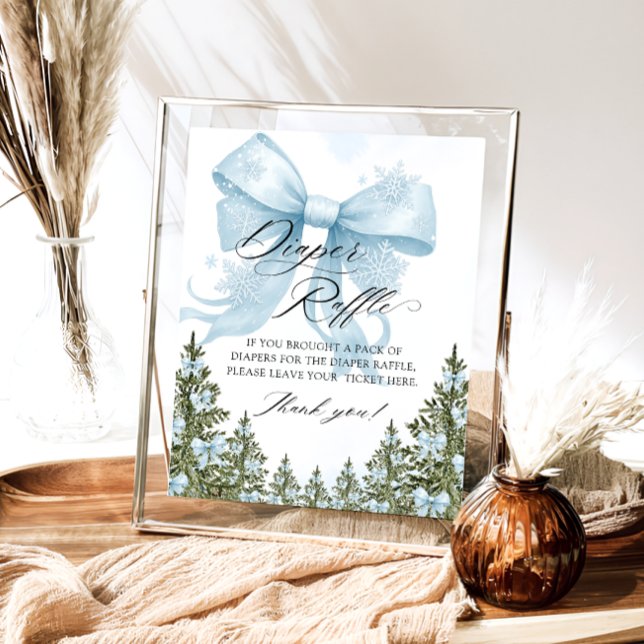 Poster Raffle Arco Fralda de inverno Chá de fraldas azul (Criador carregado)