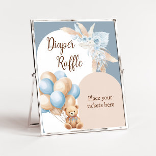 Poster Raffle Chá de fraldas Balão do Urso Azul