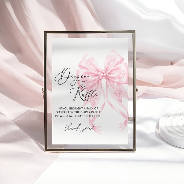 Poster Raffle de Fralda de Arco rosa Chá de fraldas (Criador carregado)