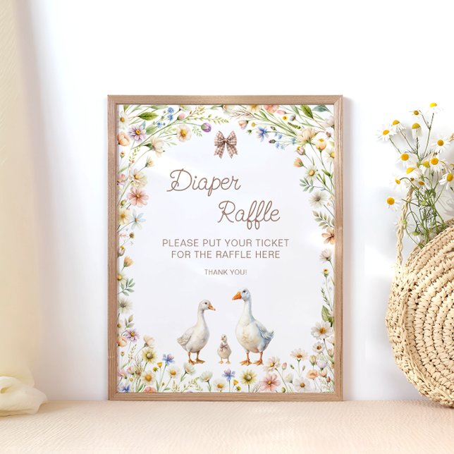 Poster Raffle de Fralda de Ganso Cortado Floral (Criador carregado)
