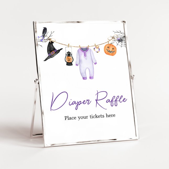 Poster Raffle Fralda de Halloween do Pequeno Boo Puro (Halloween Baby Clothes Baby Shower Diaper Raffle Sign)