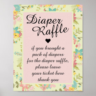 Poster Raffle verde-Fralda amarelo-rosa-claro