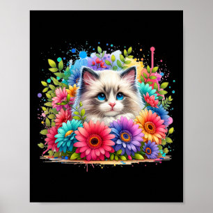 Poster Ragdoll Cat Mãe Mãe 39s Dia Aquarela Colorida