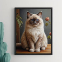 Ragdoll Gato Retrato Fluffy Blue Eyed