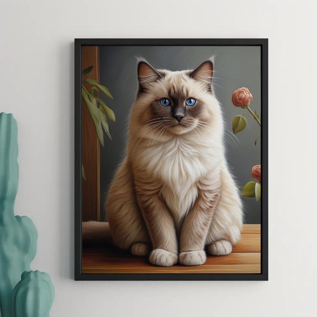 Poster Ragdoll Gato Retrato Fluffy Blue Eyed (Criador carregado)