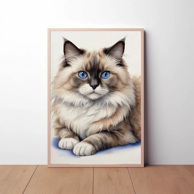 Poster Ragdoll - Ilustração de Gato Ragdoll - Pet Cozy (Criador carregado)