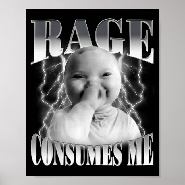 Poster Rage Consumes Me Funny Ai Baby Holding Laugh Brain (Frente)