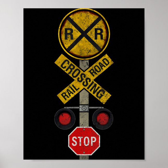 Poster Railroad Crossing Locomotive Model Train Lover Roa (Frente)