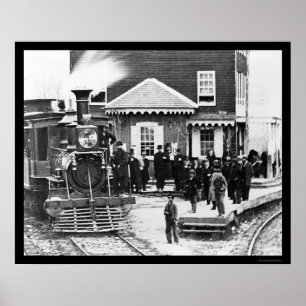 Poster Railroad Train Crowd at Hanover Junction, PA 1863
