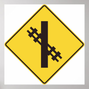 Poster Railway Crossing Road Sign