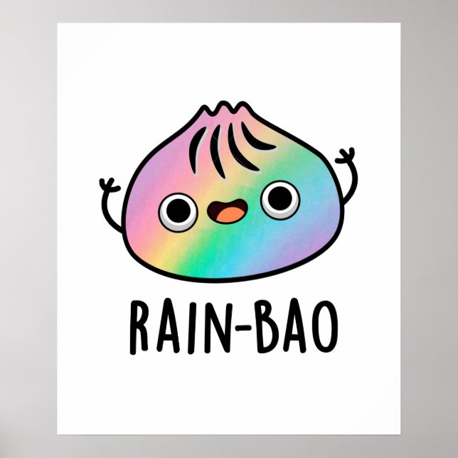 Poster Rain-bao Funny Rainbow Dimsum Bao Pun (Frente)