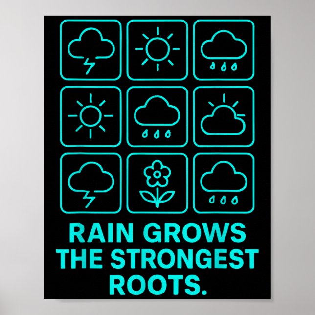 Poster Rain Grows The Strongest Roots Resilience Motivati (Frente)