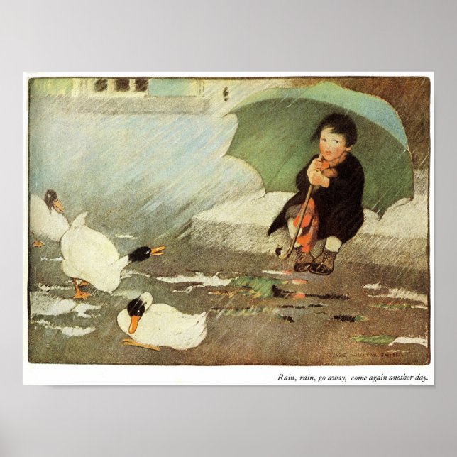 Pôster Rain, Rain Go Away Nursery Rhyme Print (Frente)