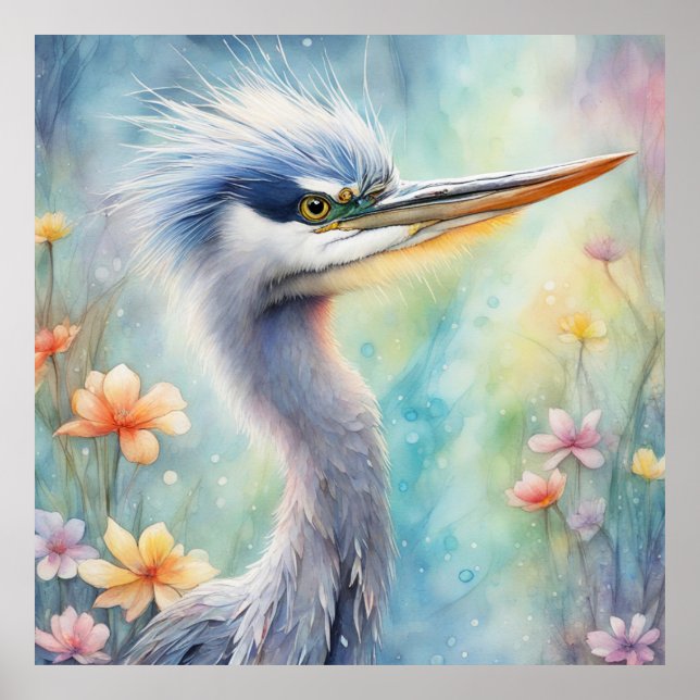 Poster Rainbow Birds Blue Heron 1 (Frente)