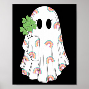 Poster Rainbow Boo Shamrock Ghost Dia de São Patrício Spo