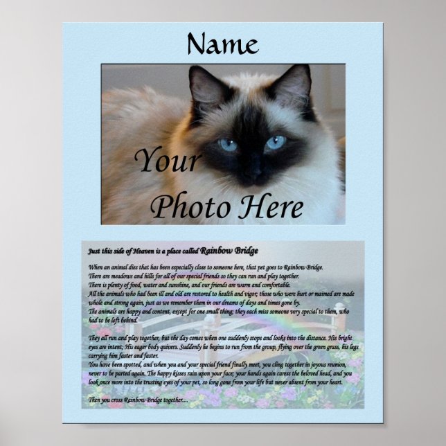 Poster Rainbow Bridge Pet Memorial Blue (Frente)