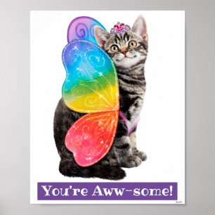 Poster Rainbow Butterfly Princess Kitten