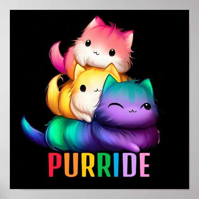 Poster Rainbow Cats Purride Black (Frente)