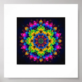 Poster Rainbow Chakra Mandala - Arte Geométrica Sagrada