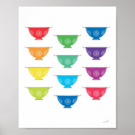 Poster Rainbow Colander Modern Colorful Kitchen Art