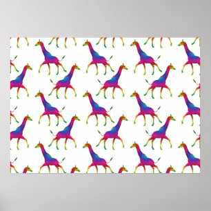 Pôster Rainbow Colored Giraffe