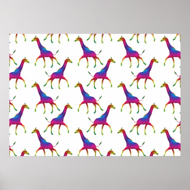 Pôster Rainbow Colored Giraffe (Frente)