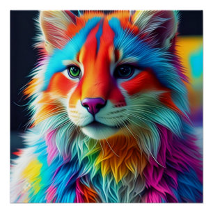 Pôster Rainbow Colour Furry Cat-68587