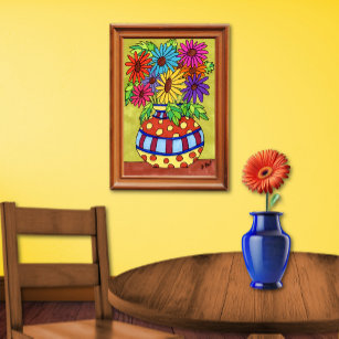 Poster Rainbow Daisies no Designer Vase