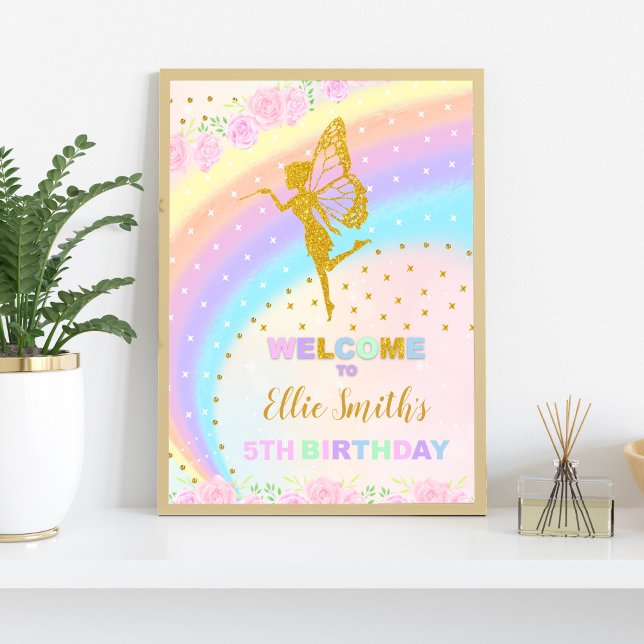 Poster Rainbow Fairy Birthday Welcome Signs (Rainbow Fairy Birthday Welcome Signs)