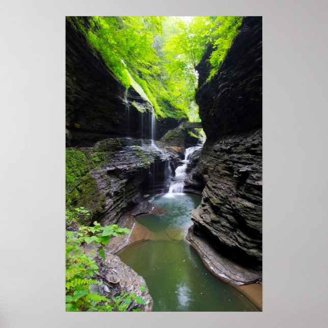 Poster Rainbow Falls & cascade, Watkins Glen, Nova Iorque (Frente)