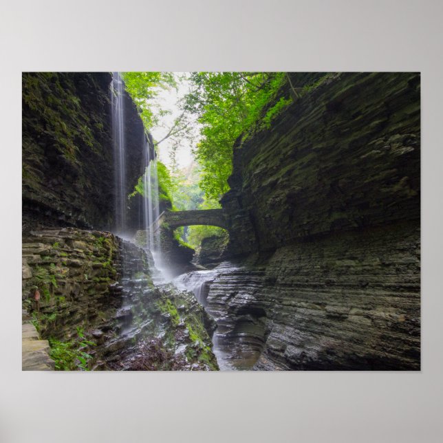 Pôster Rainbow Falls & cascade, Watkins Glen, Nova Iorque (Frente)