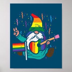 Poster Rainbow Flag Gnome Guitar Orgulho LGBT Gay