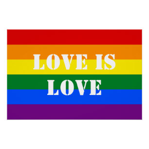 Pôster Rainbow Flag Orgulho gay LGBTQ Love is Love