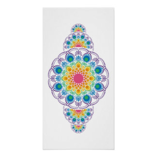 Pôster Rainbow Floral Fountain Dot Ornamental Mandala