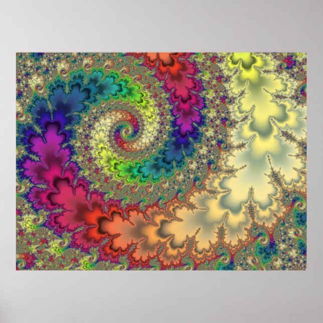 Poster Rainbow Fractal Swirl (Frente)