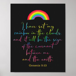 Poster Rainbow Genesis 9 Christian Bíblia Verse Wall