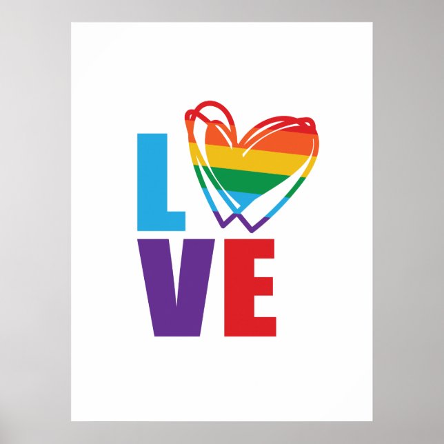 Poster Rainbow Heart Love (Frente)
