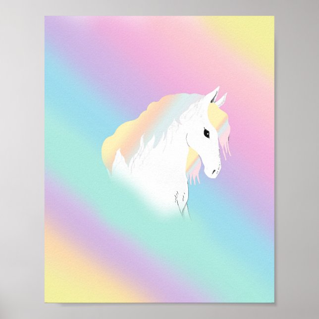 Poster Rainbow Horse Unicorn Equestrian Girly (Frente)