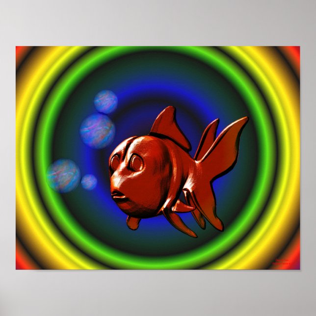 Pôster Rainbow Hues Abstrato Goldfish (Frente)