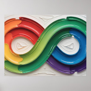 Poster Rainbow Infinity Autism - Símbolo Abstrato Art