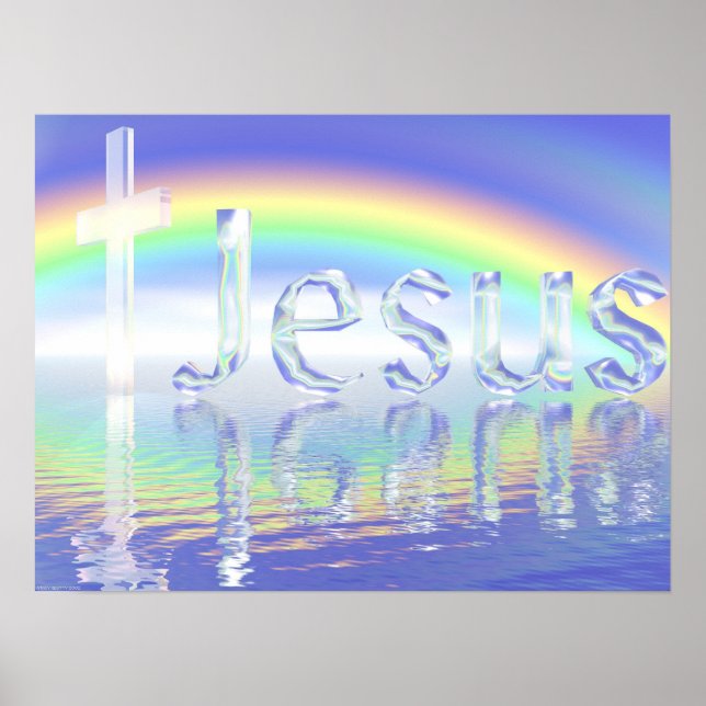 Pôster Rainbow Jesus Cross (Frente)