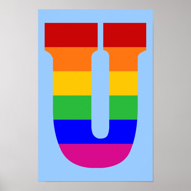 Poster Rainbow Letter U (Frente)