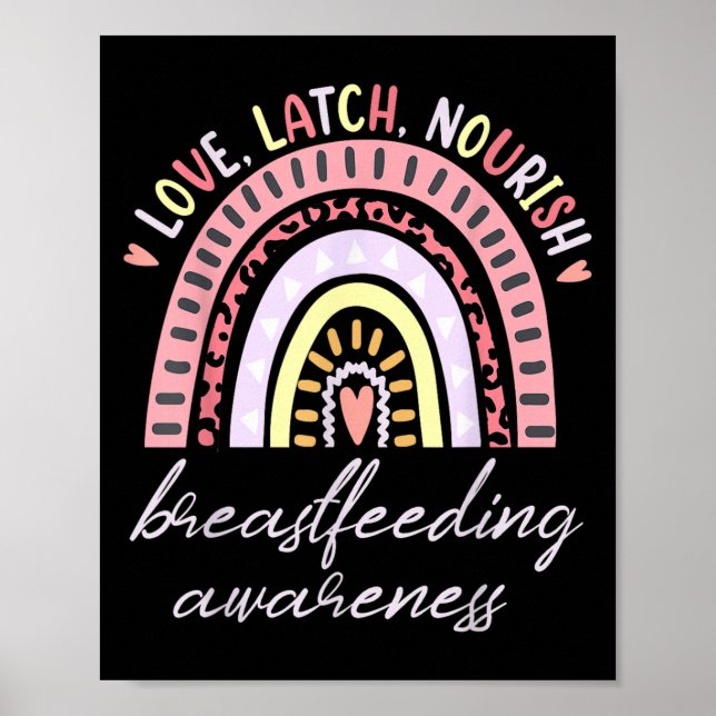 Poster Rainbow Love Latch Nourish Breastfeeding Awareness (Frente)