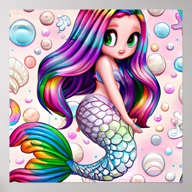 Poster Rainbow Mermaid (Frente)