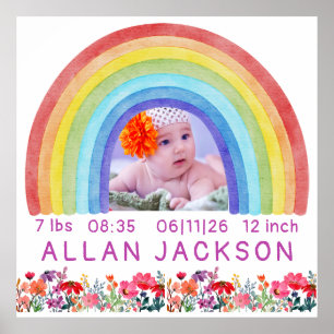 Poster Rainbow Newborn Foto personalizada para o bebê pre