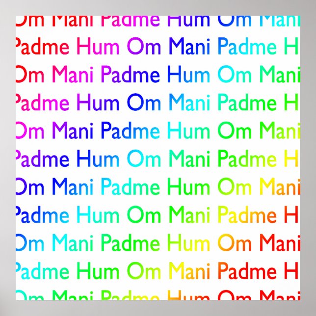 Pôster Rainbow Om Mani Padme Hum Print (Frente)