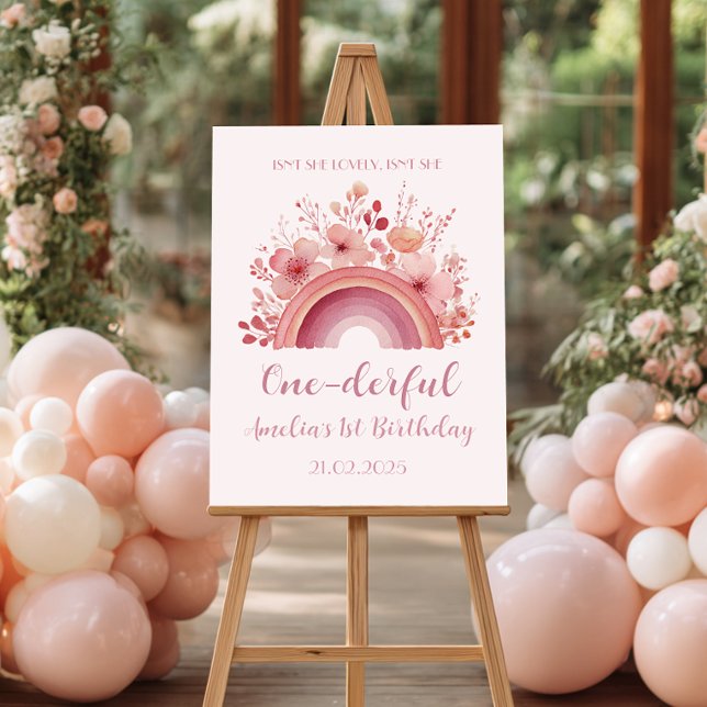 Poster Rainbow Onederful 1st Birthday Party Welcome  (Criador carregado)