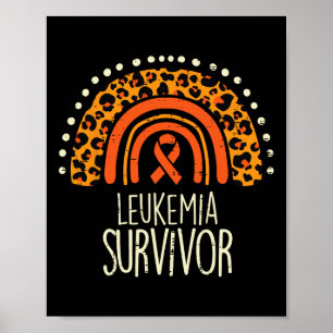 Poster Rainbow Orange Ribbon Sobrevivente Leucemia Consci