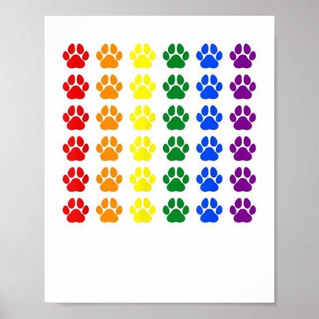 Poster Rainbow Paw Print Dog Paw LGBT Pride LGBT Suportad (Frente)
